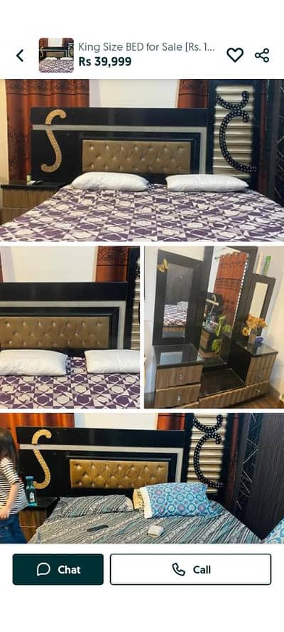king size bed with Said table dersing