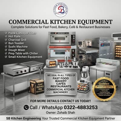 Pizza Oven / Fast foods setup / fryer hot plate grill dough mixer Etc