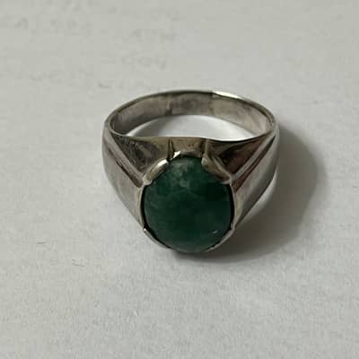 925 Handmade Silver Ring with Natural Swat Emerald – Men’s Ring