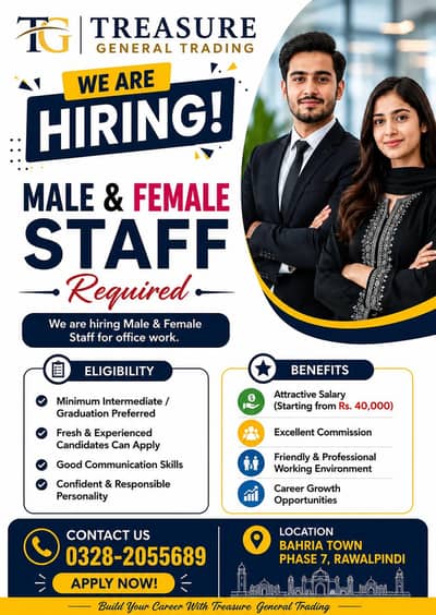 MALE AND FEMALE STAFF REQUIRED