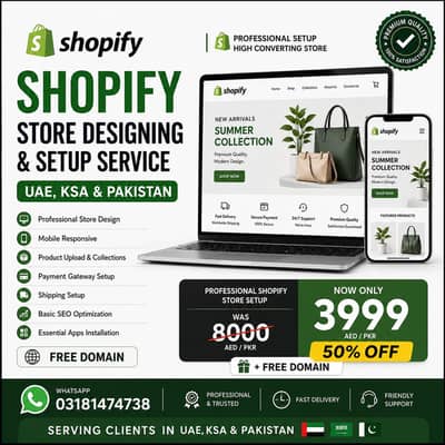 Shopify Store Design & Setup – Only Rs. 3,999 | Free Domain