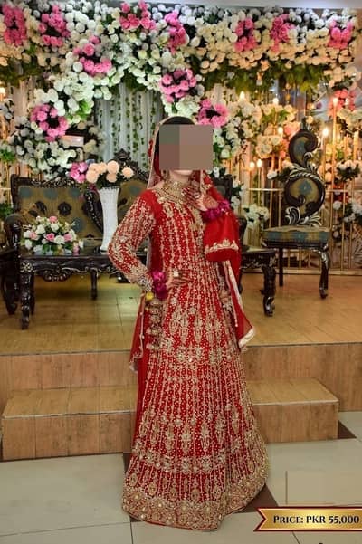 Red Bridal Long Frock | Heavy Embroidered Bridal Dress | Wedding Maxi
