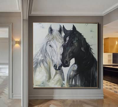 original Hand-Painted Horse with texture background