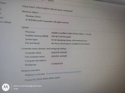 HP i5 6th Gen 128Ssd 750Gb hard