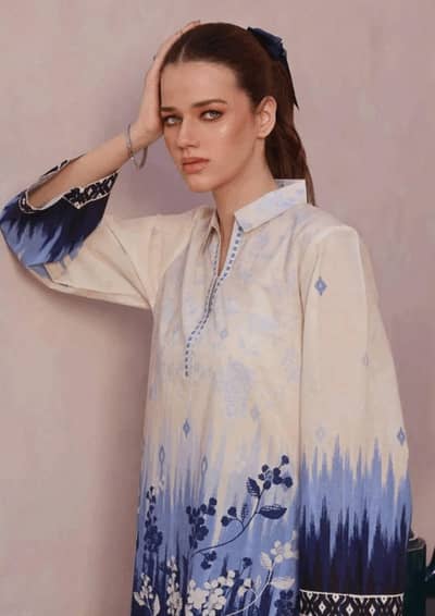 3 pice Blue floral Lawn Suit For Woman With Free Delivery All Over