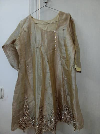 2 piece emoroided dress short shirt with trouser