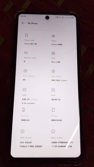 Infinix Hot 30 8+120 Baki bio per lan