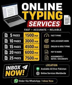 Assignments, Notes & Documents TypingAvailable All Over Pakistan