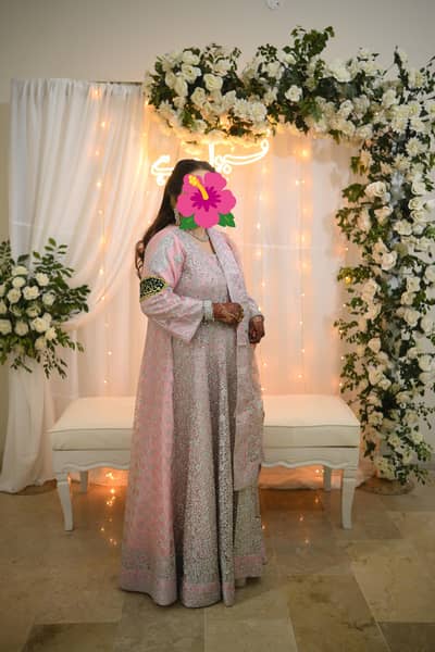 Luxury baby pink Embroidery & nagh work Maxi with Duptta 1 time wear