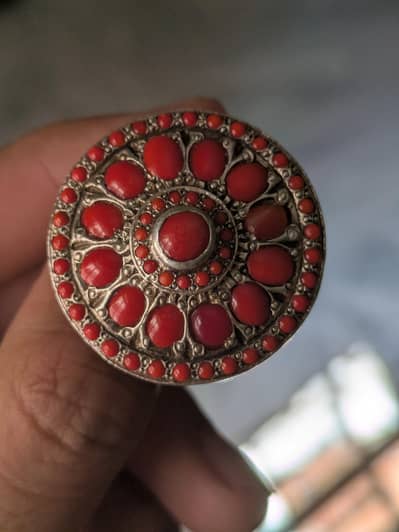 Natural Italian Marjan heavy Silver Ring Available