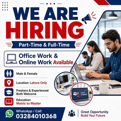 WE HIRING MALE AND FEMALES STAFF FOR OFFICE WORK