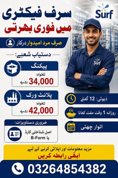 Need urgent staff Biscuits Packing Factory Jobs available in Lahore.