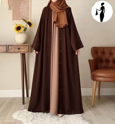 Brown Georgette Full Abaya with Stoller