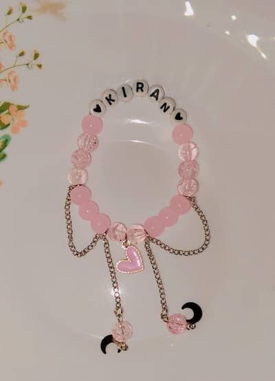 Personalized Name Bracelet - Pink Heart Design