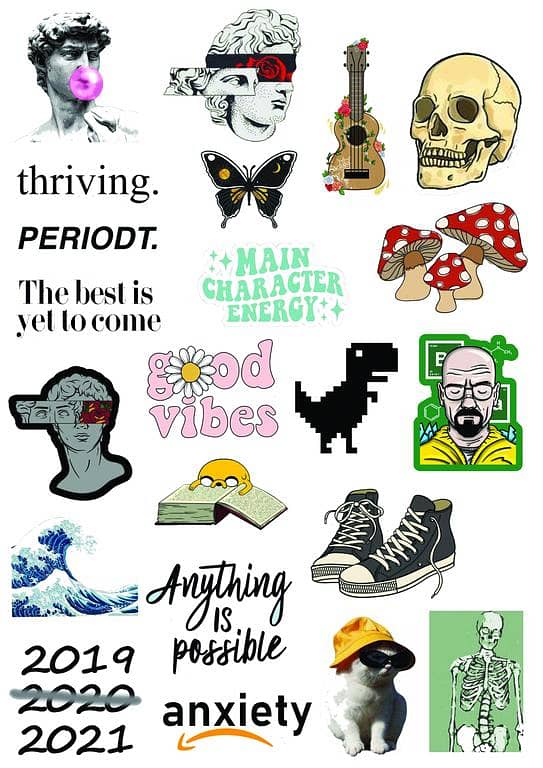 Aesthetic Stickers 20pcs Water-resistant Stickers for Water Bottles Laptop Phone Computer Guitar scrapbook