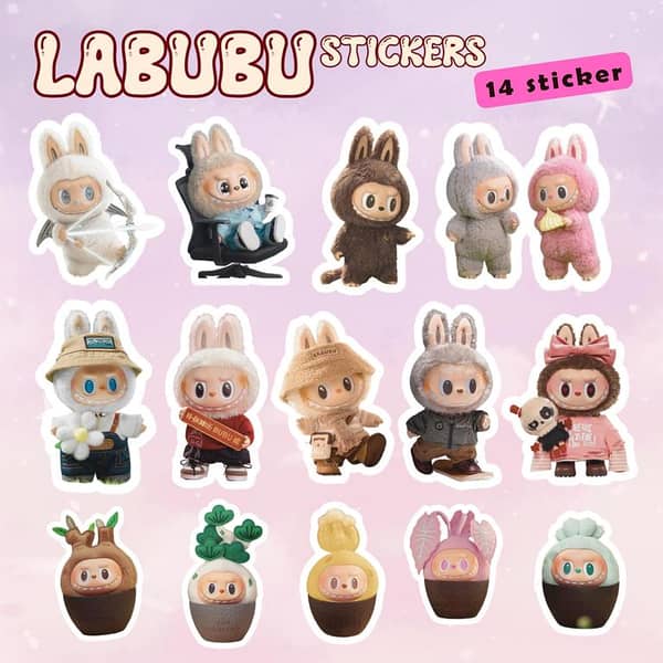 LABUBU Adorable Edition Sticker Set — 12-Piece Collection for Planners, Laptops, Diaries and More