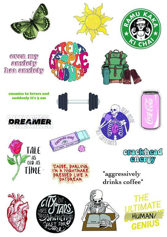 Aesthetic Stickers 20pcs Water-resistant Stickers for Water Bottles Laptop Phone Computer Guitar scrapbook