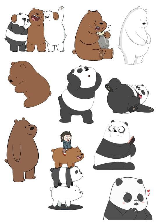 Bare Bear Stickers for Laptop 10 Pcs Car Bike Phone Stickers