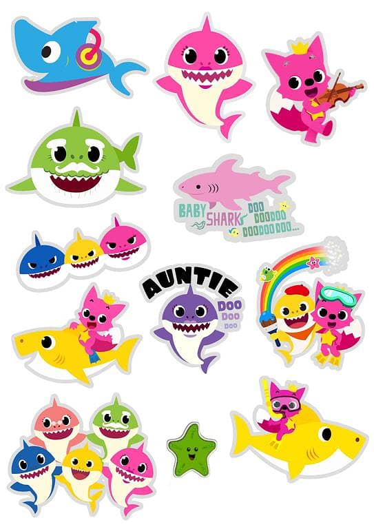 Baby S hark Stickers for Laptop 12 Pcs Car Bike Phone Stickers