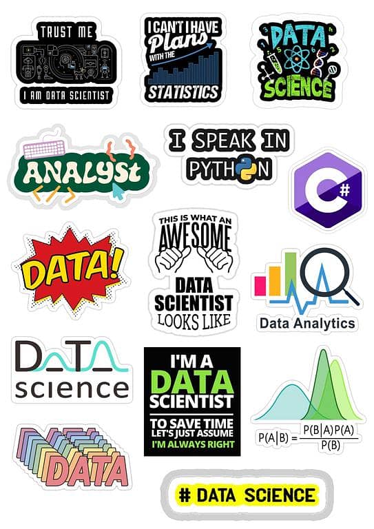 Data Science Programming Language Stickers for Laptop 14 Pcs Car Bike Phone Stickers