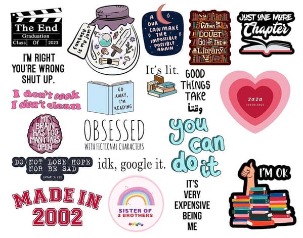 Pack of 20 Reading Stickers for Laptop Aesthetic Art Stickers for mobile back Laptop dairy and for decorating your stuff and making them look more attractive Stickers