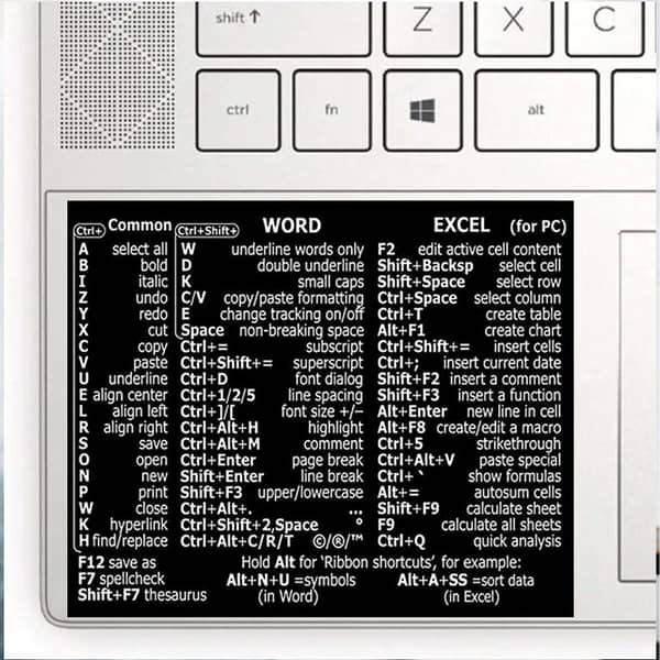 Computer Reference Keyboard  Word/Excel for PC Shortcut Sticker Adhesive For Windows PC Laptop Desktop