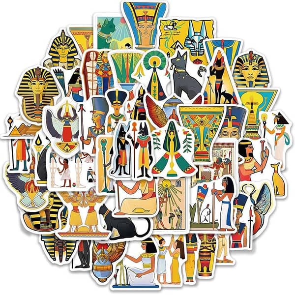 Ancient Egyptian Civilization 50-Piece Sticker Set for Scrapbooks, Laptops, and Mobile Devices