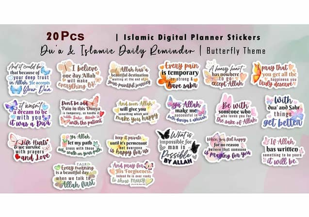 Islamic Motivation Stickers 20pcs Islamic Good notes Stickers Islamic Digital Planner Stickers Laptop Mobile Bottle scrapbook
