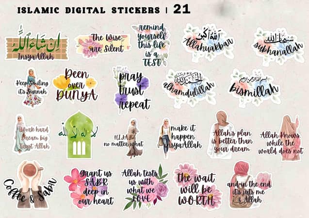 Islamic Motivation Stickers 21pcs Islamic Goodnotes Stickers Islamic Digital Planner Stickers Laptop Mobile Bottle scrapbook