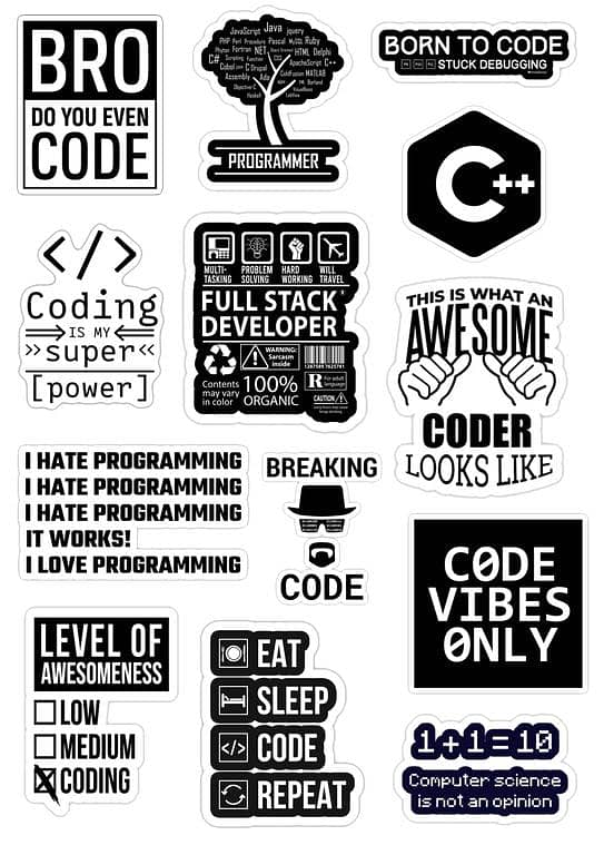 Programming Stickers for Laptop 13 Pcs Car Bike Phone Stickers