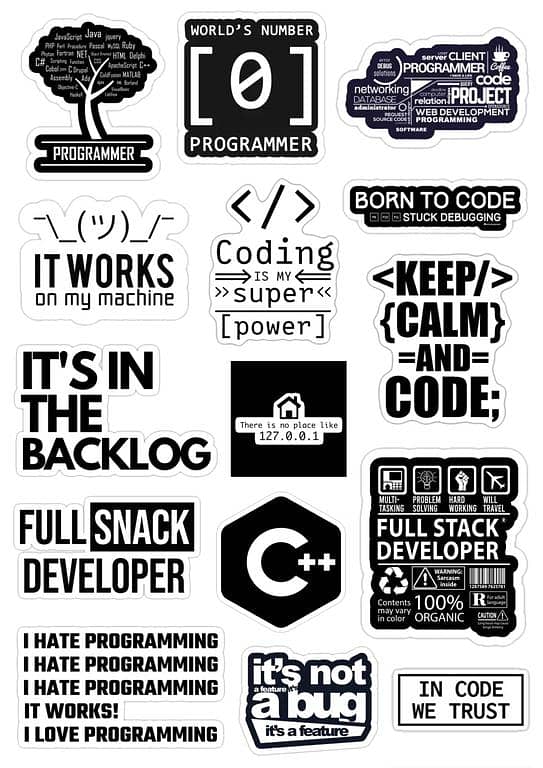 Programming Stickers for Laptop 15 Pcs Car Bike Phone Stickers
