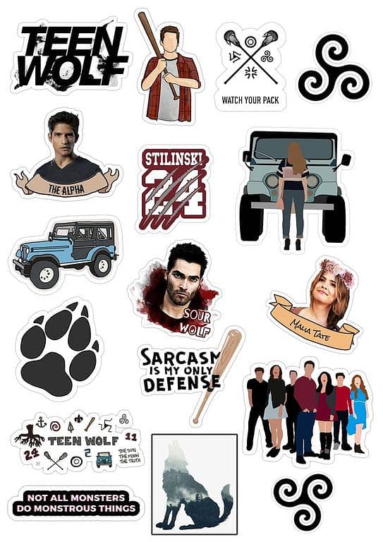 sticker Pack Teenwolf laptop mobile water bottles guitar fridge