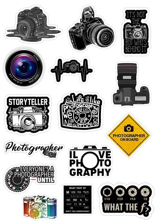 Photographers Mix Stickers Pack 15Pcs For Laptop Desk Notebooks Mobile Covers Stickers