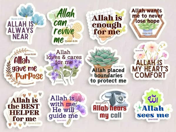 Islamic Motivation Stickers 12pcs Islamic Goodnotes Stickers Islamic Digital Planner Stickers Laptop Mobile Bottle scrapbook