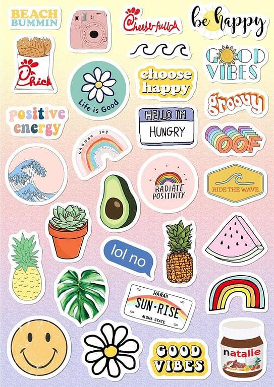 Colorful summer Color Text Stickers for Laptop Car Bike Phone Stickers