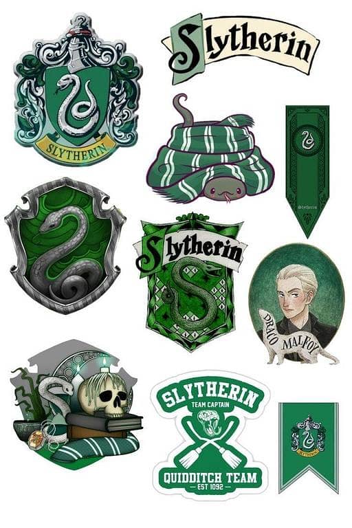 Slytherin Harry Potter stickers for laptop, phone, scrapbook, and guitar