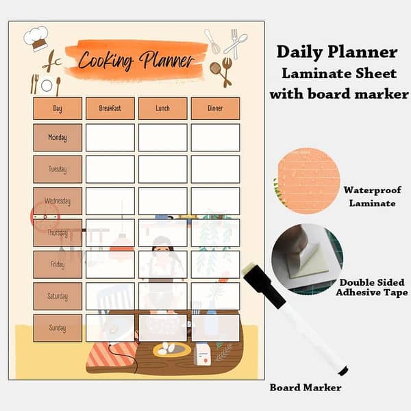 Daily Cooking Planner – A4 Laminate with Board Marker