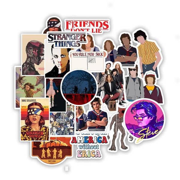 Stranger Things Hero Stickers for Kids/Teens fans, Waterproof DIY stickers for Laptop, Decor, Water Bottle, Car Cup, Computer, Guitar, Skateboard, Luggage and Bike Bumper etc