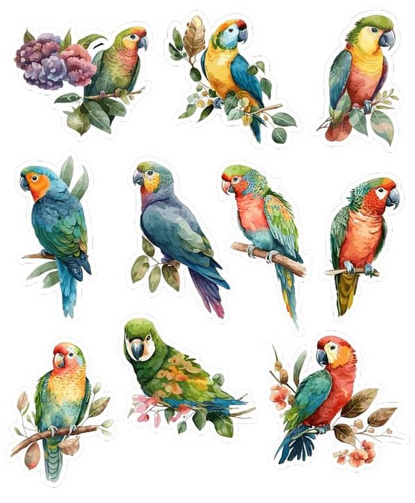 Parrot Art Stickers for Scrapbooking, Laptops, Notebooks and More