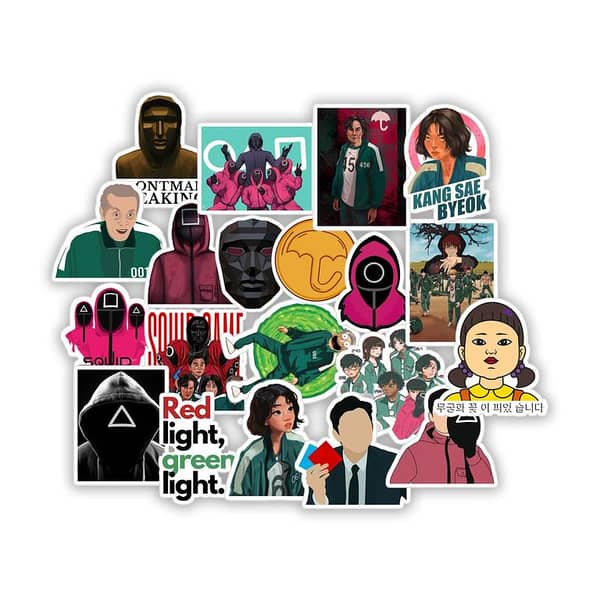 Squid Game Hero Stickers Pack – TV Series Vinyl Stickers for Laptop, Car, Bike & Phone