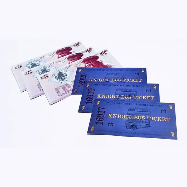 Harry Potter 5 Galleons and Bus Ticket Banknotes Collectible Gift – 6 Pack