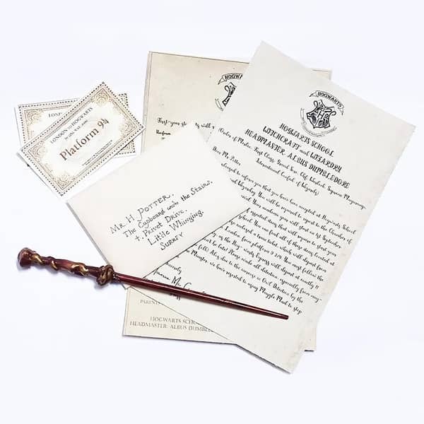 Harry Potter Admission Letter, Ticket, and Wand Collection Props for Hogwarts-themed Play