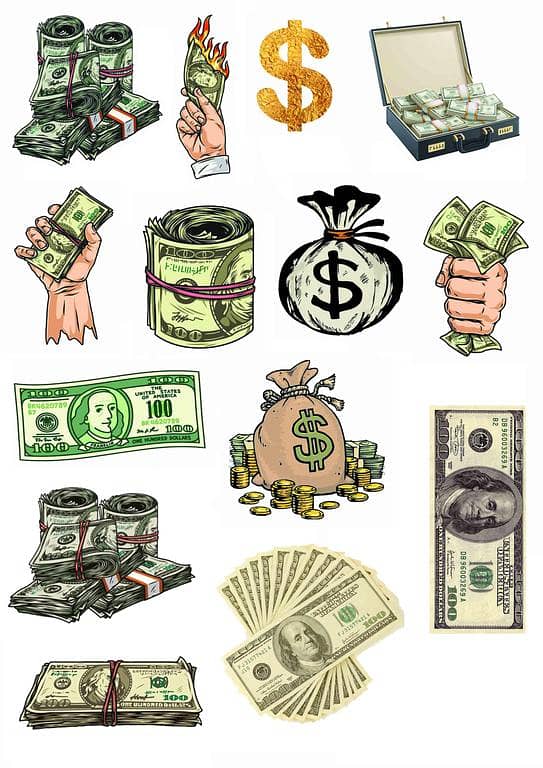 Dollar Currency Stickers – Aesthetic 3x2 inch decals for mobile backs, laptops, notebooks and desks