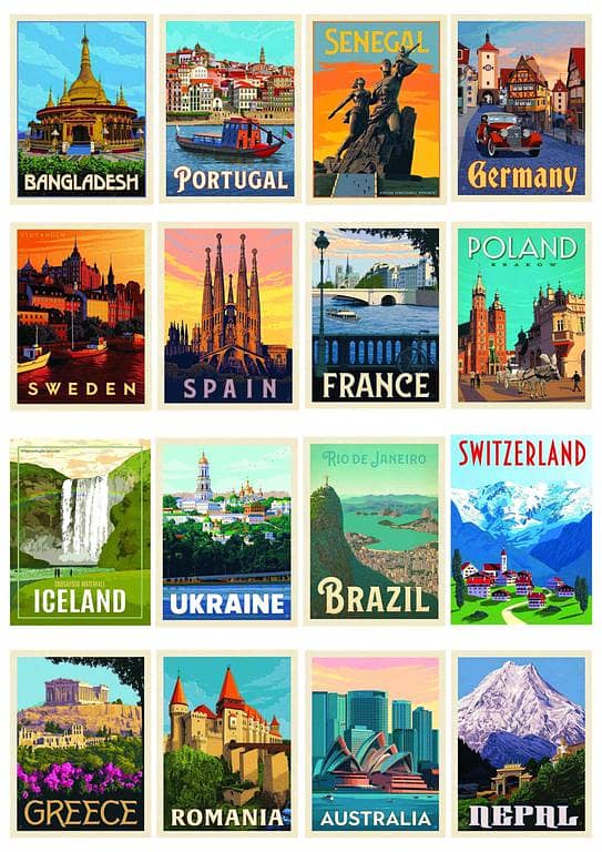 Country Cards Sticker 16pcs High Quality Photocards of Different Countries for Vibe Collection or Random Use