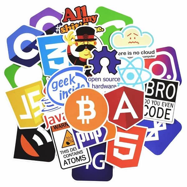 Stickers Pack: Programming Language Text Stickers for Laptop, Car, Bike, and Phone