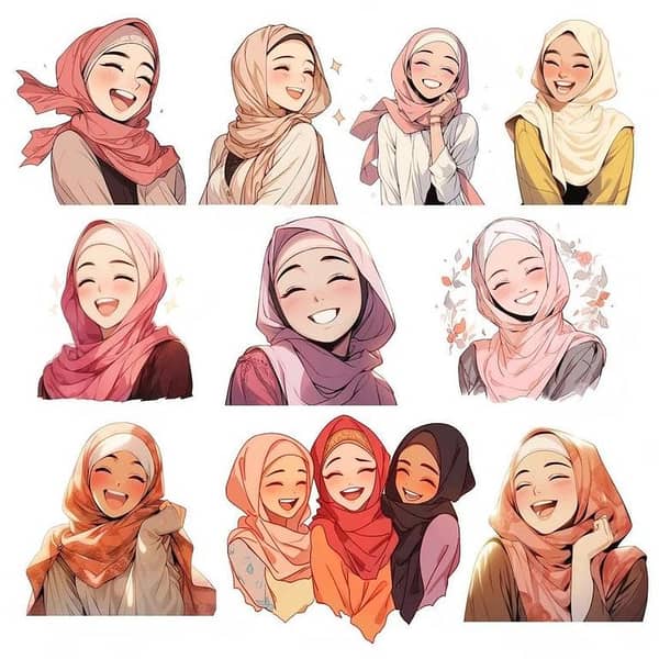 Hijabi laptop stickers 10pcs, mobile, scrapbook, diary Introvert hijabi, antisocial