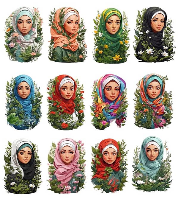Hijabi laptop stickers 12pcs, mobile, scrapbook, diary Introvert hijabi, antisocial