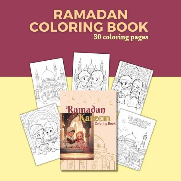 Ramadan Coloring Book – 30 Pages, A4 Size for Kids and Families