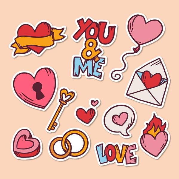 12 pcs Love Sticker 3 inch x 2 inch Sticker for Laptop Sticker for Mobile book scrapbook