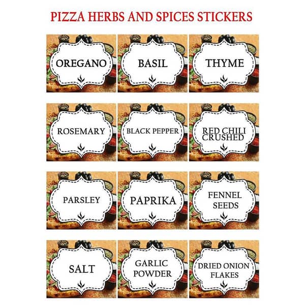 Stickers Pizza Herbs and spices jar 12ps
